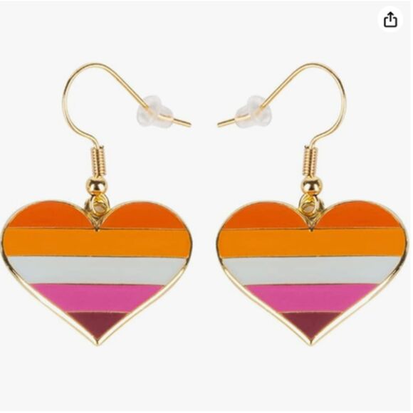 Groovy HEART Earrings With a 60s 70s Vibe - Picture 3 of 3